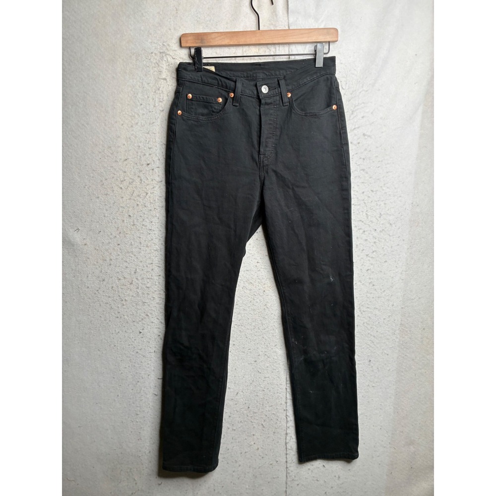 Levis 501 Original Fit Black Jeans W27 L32 Button Fly High Rise Denim 12501-0548